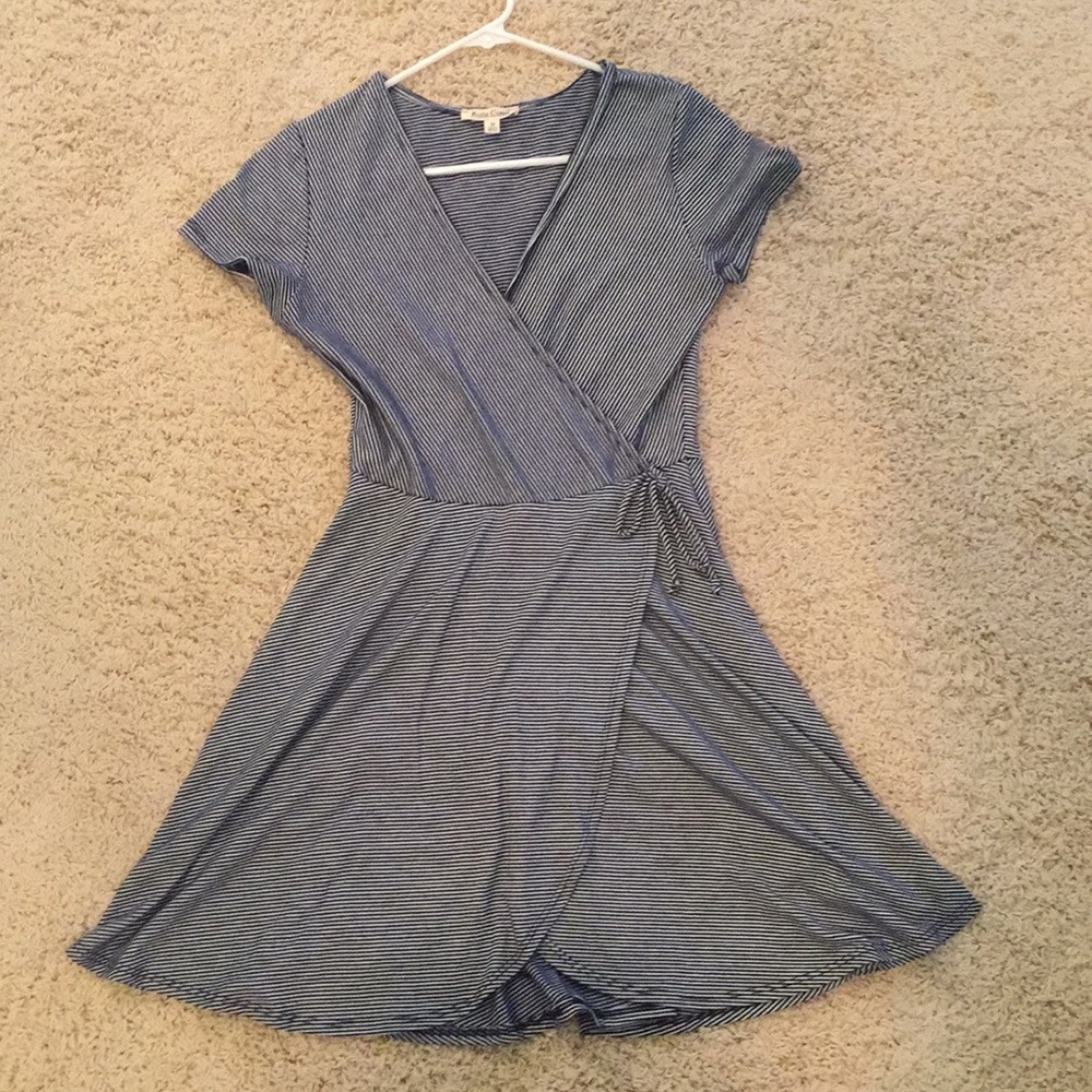 striped surplice dress